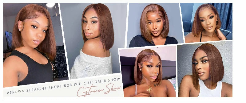 Wesface Straight #4 Color 13x4 Lace Front 180% Density Bob Human Hair Wig