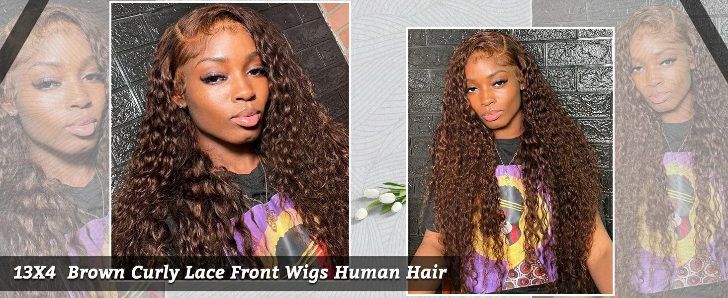 Wesface Curly #4 Color 13x4 Lace Front Human Hair Wig 180% Density