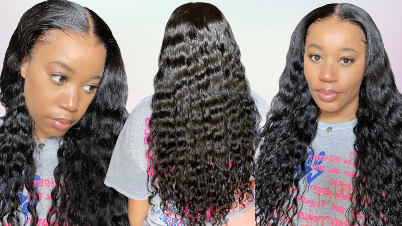 Wesface Loose Deep Wave V Part Wig Natural Black Human Virgin Hair For Women 180% Density