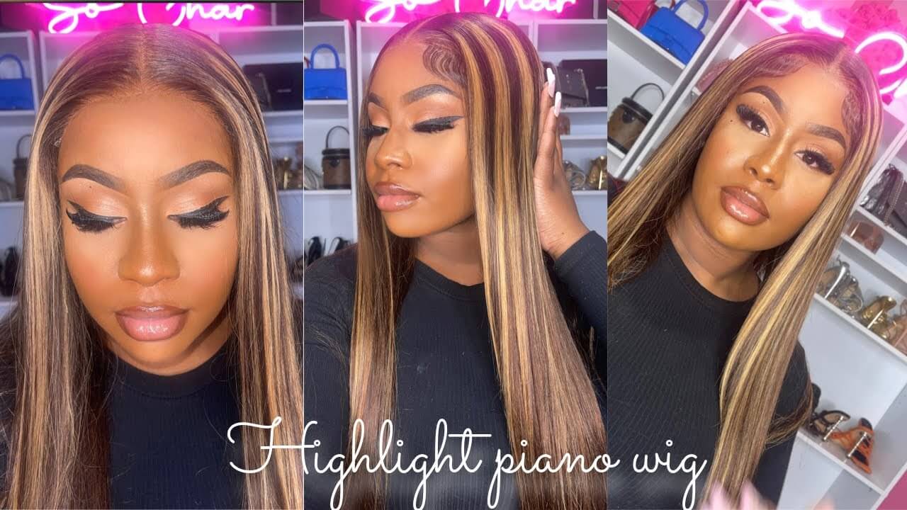 Wesface Highlight P4/27 Color 13x4 Lace Front Straight Human Hair Wig