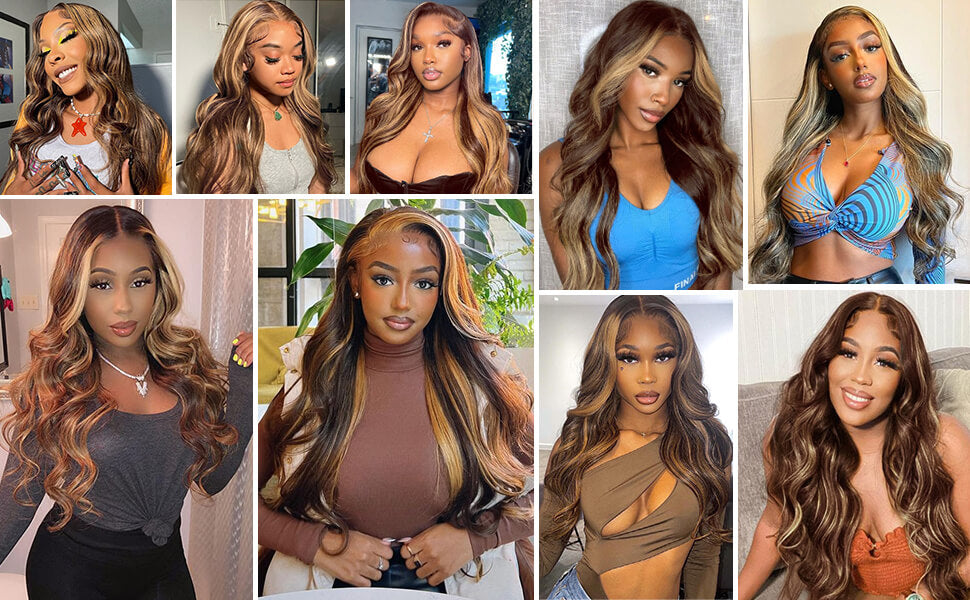 Flash Sale Wesface Body Wave P4/27 Color 13x1 T Part Lace Wig Highlight Ombre Brown Honey Blonde Wigs