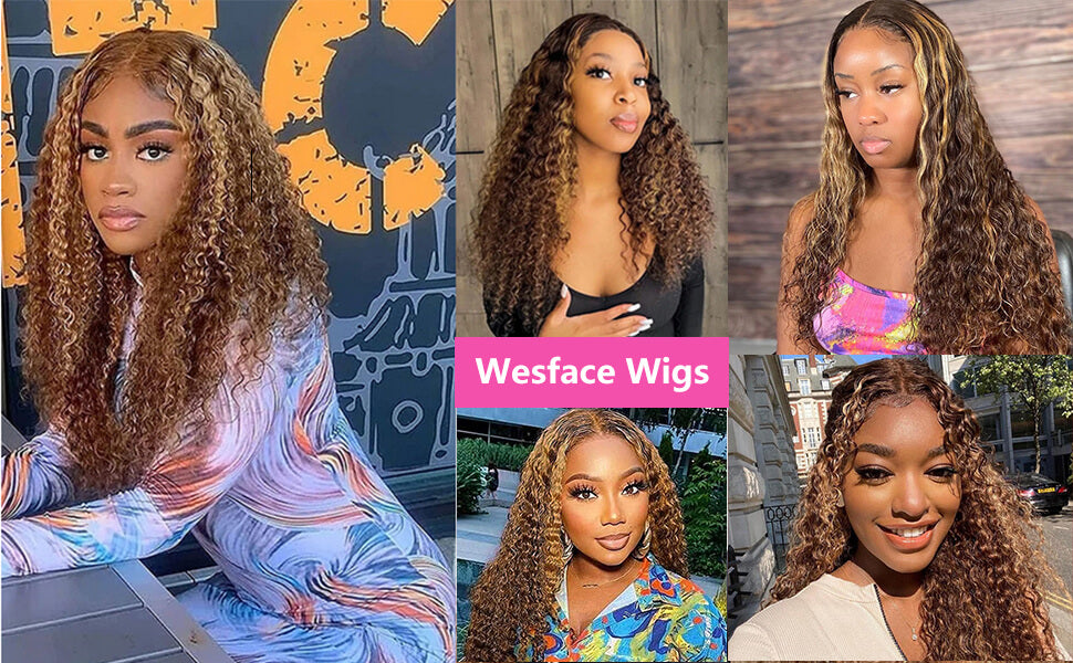 Flash Sale Wesface Highlight Water Wave P4/27 Color 13x1 T Part Human Hair Wig