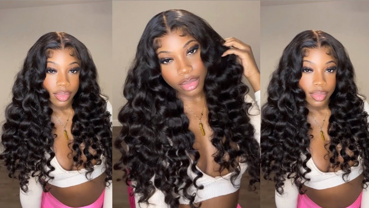 Wesface Loose Deep Wave 4x4 Lace Closure Wig Natural Black Human Hair Wig