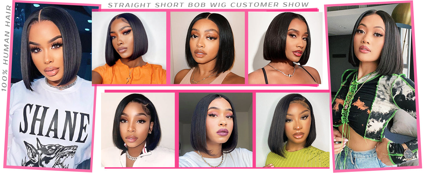 Wesface Straight 13x4 Lace Front Bob Wig Human Hair Wig