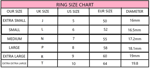 Rings Size Guide, Ring Size Chart UK