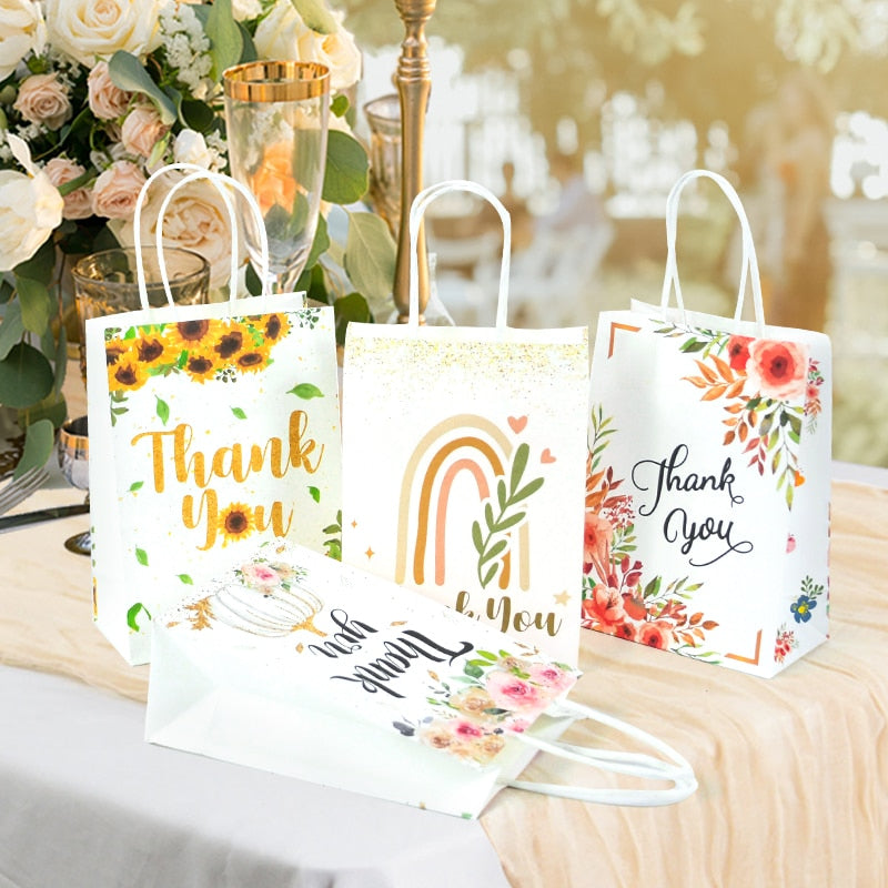 5pcs Floral Design Thank You Gift Bags