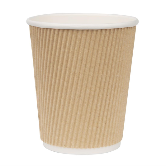 12 Ounce Disposable Coffee Cups, 500 Ripple Wall Hot Cups for Coffee - Lids Sold Separately, Rolled Rim, Light Green Paper Insulated Coffee Cups, for
