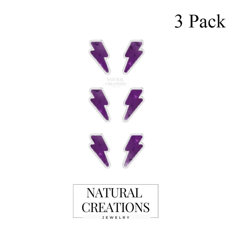 Natural Slice Amethyst Stud Earrings For Women
