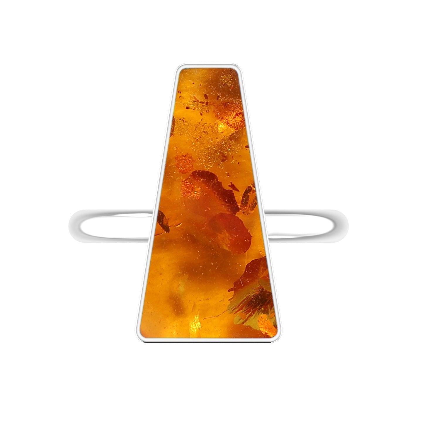 Natural Amber Ring 925 Sterling Silver Ring Amber Jewelry Set of 6 - (Box 8)