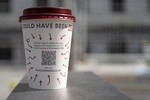 QR Code Sticker on a coffee cup