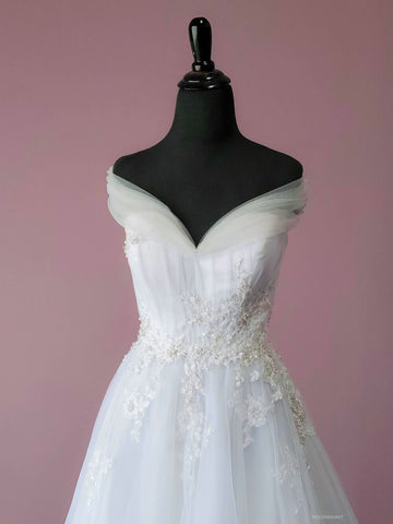 wedding dress with neckline on dummy