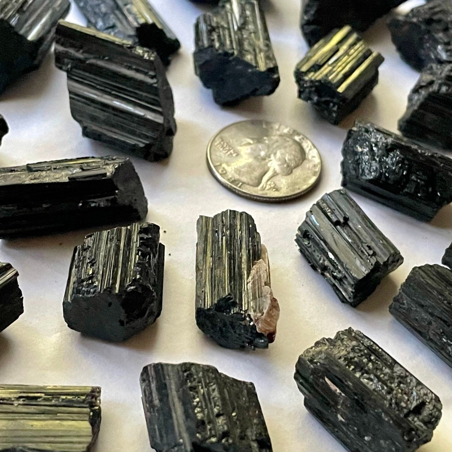 Black Tourmaline Schorl Crystals, Raw Black Tourmaline Specimens *Protection & Grounding* Charged w/ Reiki + Sustainably Mined in Brazil