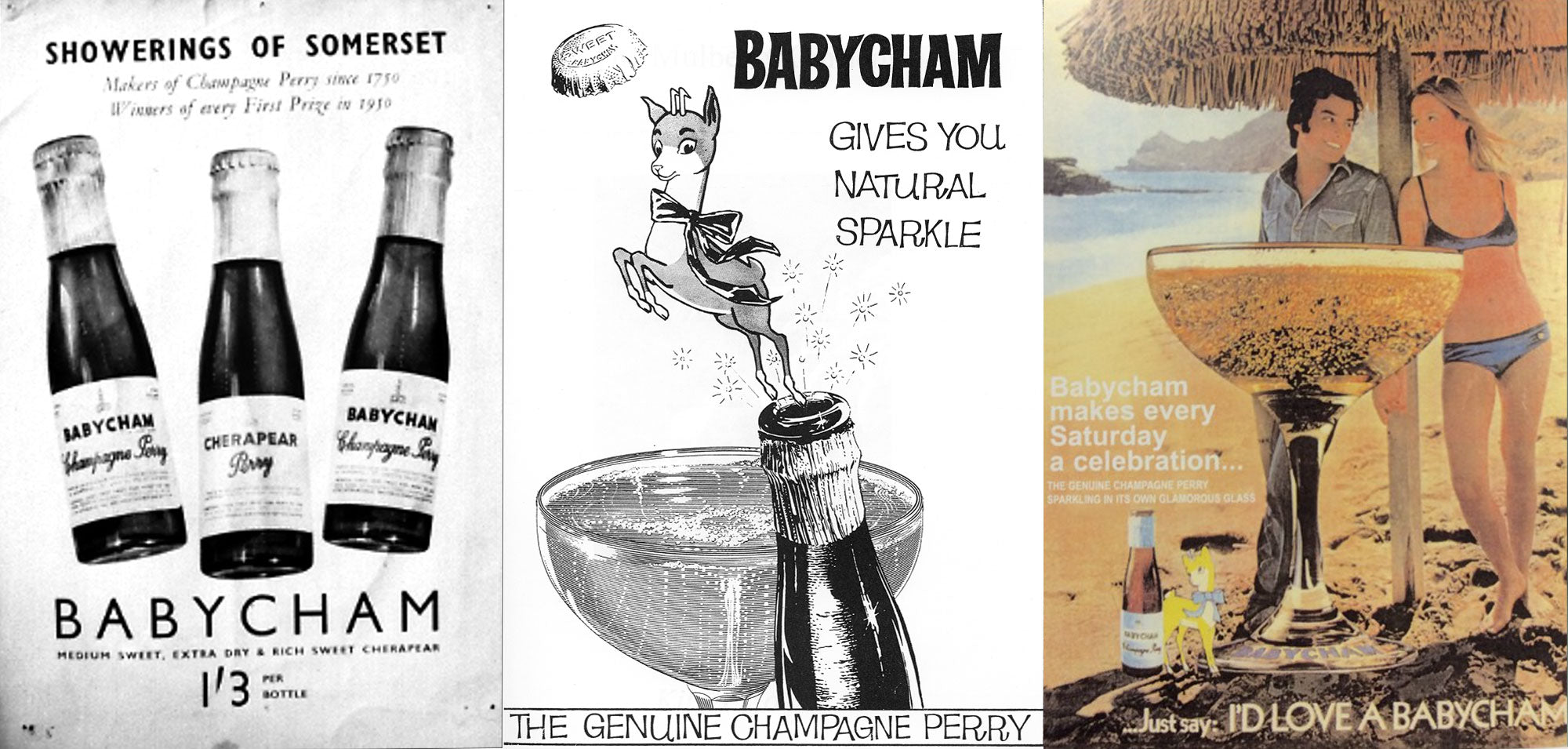 Early Babycham adverts with the Chinese Water Deer