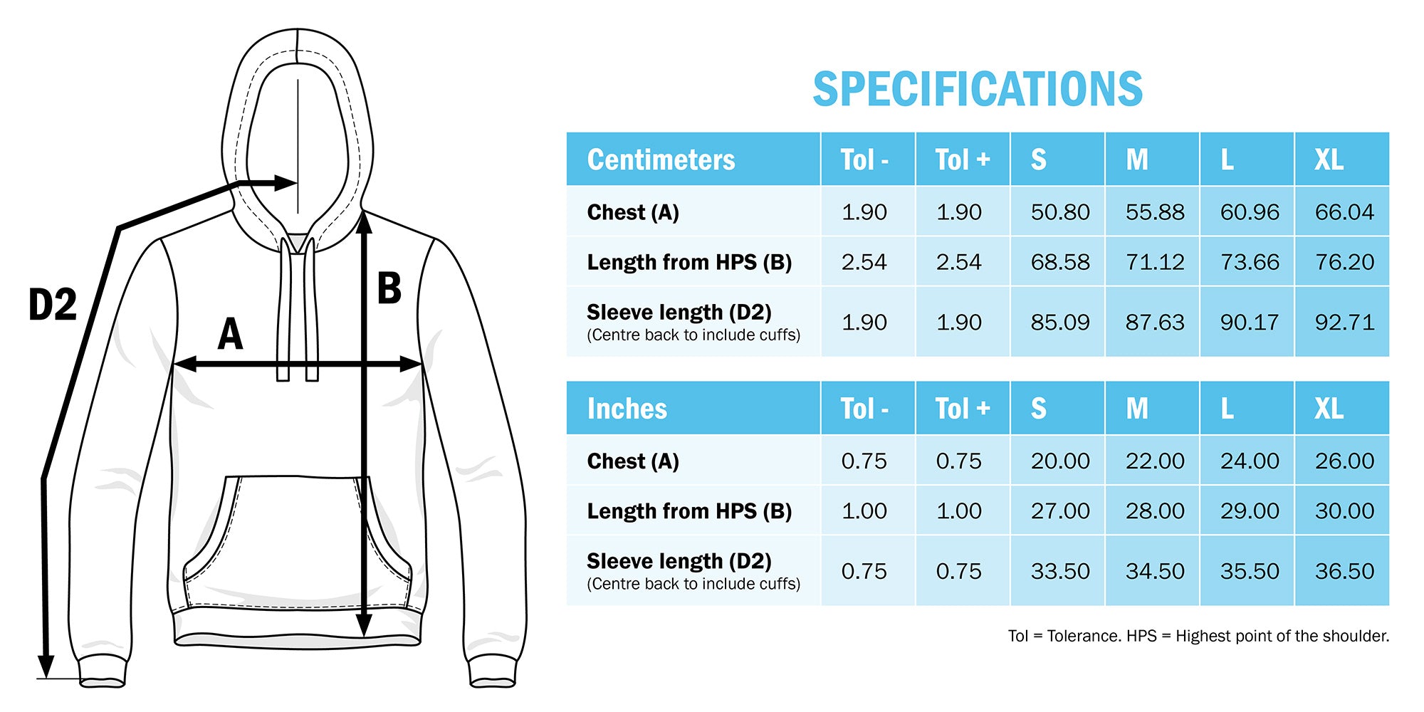 Babycham Hoody Size Chart