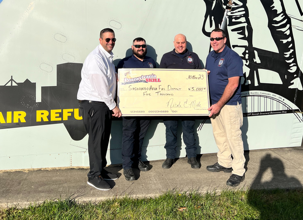 Shenango Area Fire District, of New Castle, received a $5,000.00 donation from Pennsylvania Skill Charitable Giving.