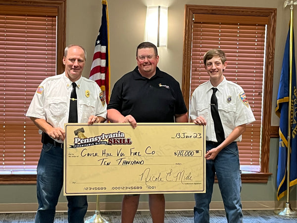 Pennsylvania Skill Charitable Giving made a $10,000.00 donation to the Cover Hill Volunteer Fire Company to purchase Milwaukee tools to be placed on a rescue/pumper that is the replace the 1991 rescue truck.