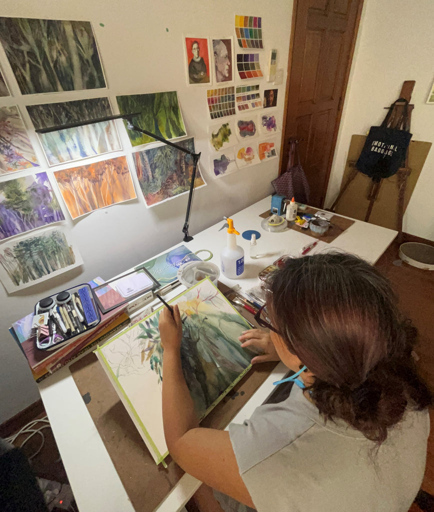 Singapore Artist Susan Olig in her studio.