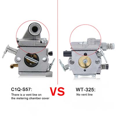 MS 170 180 carburetor with vent tube VS no vent tube