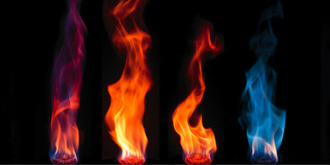different flames of different fuel and air mixture