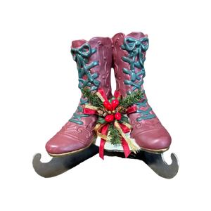 Vintage Victorian Era Christmas Ice Skates "Winter Wonderland" Music Box - southernsistadesigns