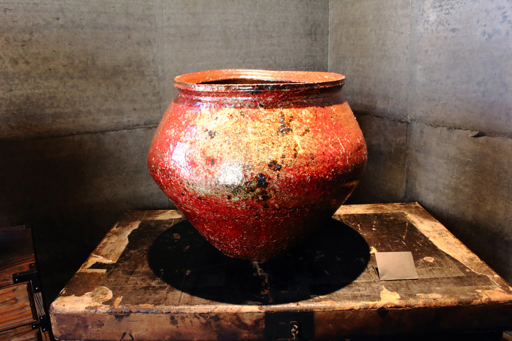 japan,pottery,red,tamba,ware,masahiko onishi