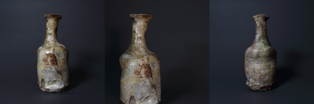 japan,pottery,white,tamba,sake bottle,masafumi onishi