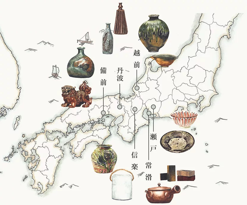 japan,Nihon Rokkoyo,tamba,pottery,map