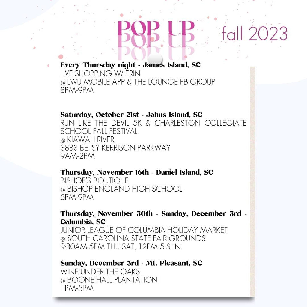 Lounge With Us Fall/Winter 2023 Pop Up Schedule