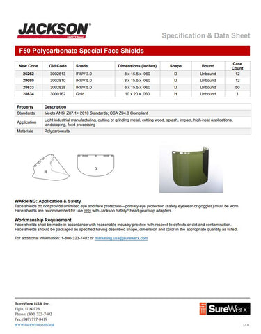 F50 Jackson Safety Specifications Sheet