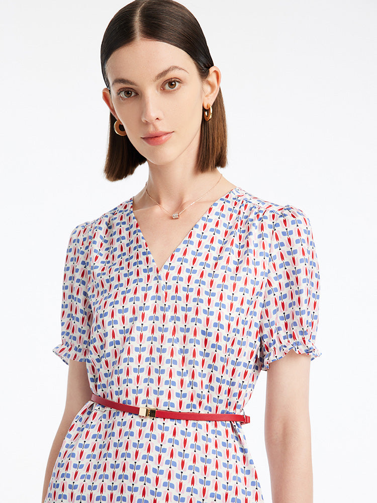 36% OFF] Silk Gathered Waist Women Shirt Dress - GOELIA