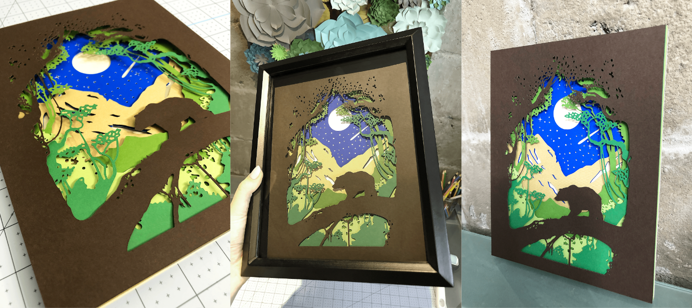 Bear in a Forest 3D layered cardstcok scene