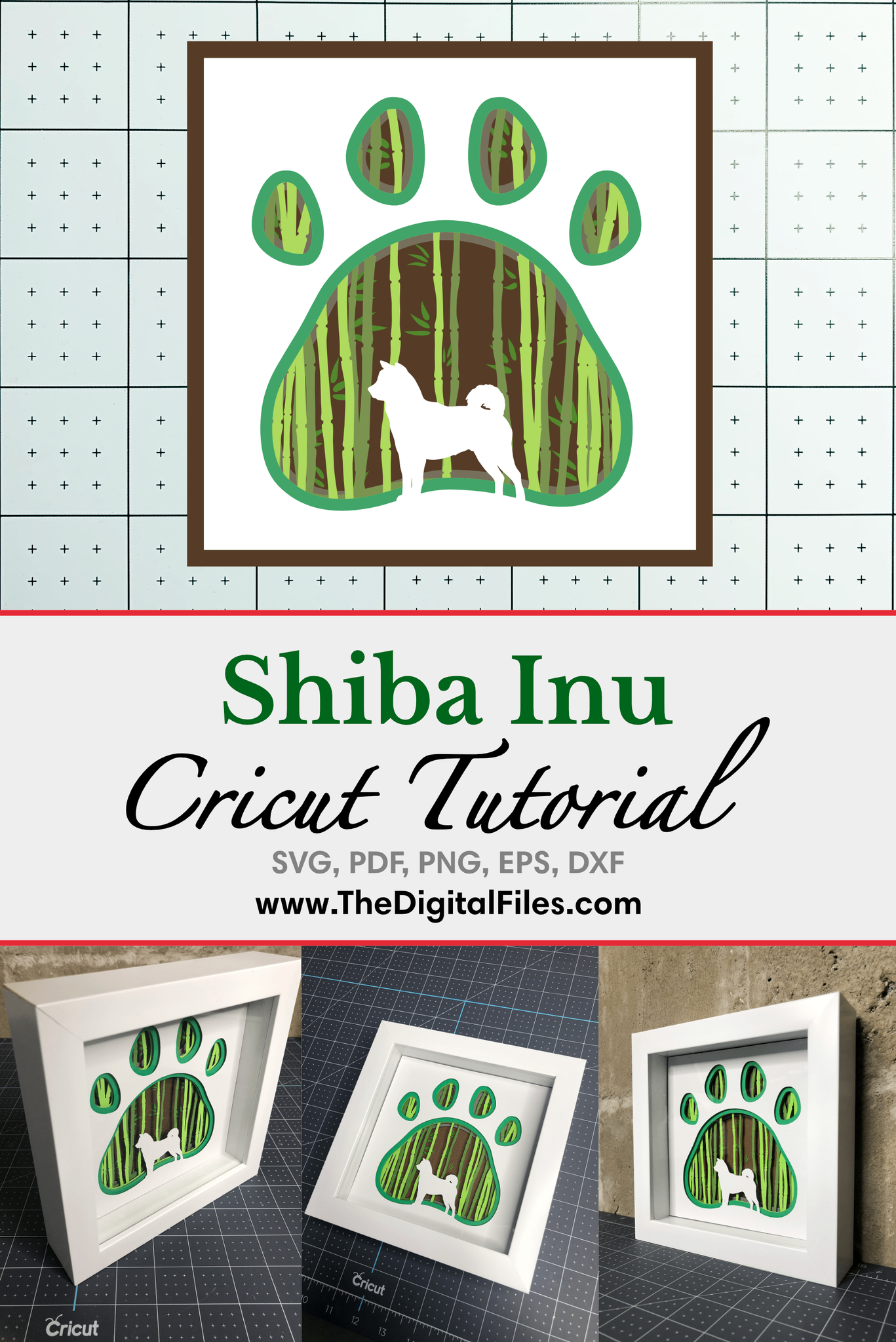 Shiba Inu Dog in Bamboo Forest 3D Shadow Box Frame