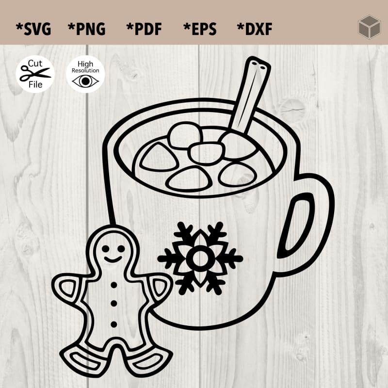 Hot Chocolate Outline SVG File | The Digital Files – TDFcrafty