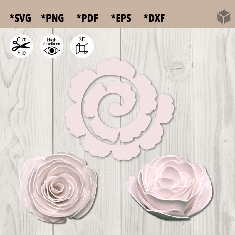 3D Rose SVG Cut File vector for instant download - Svg Ocean