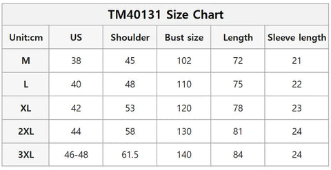 Men's T-shirt size chart