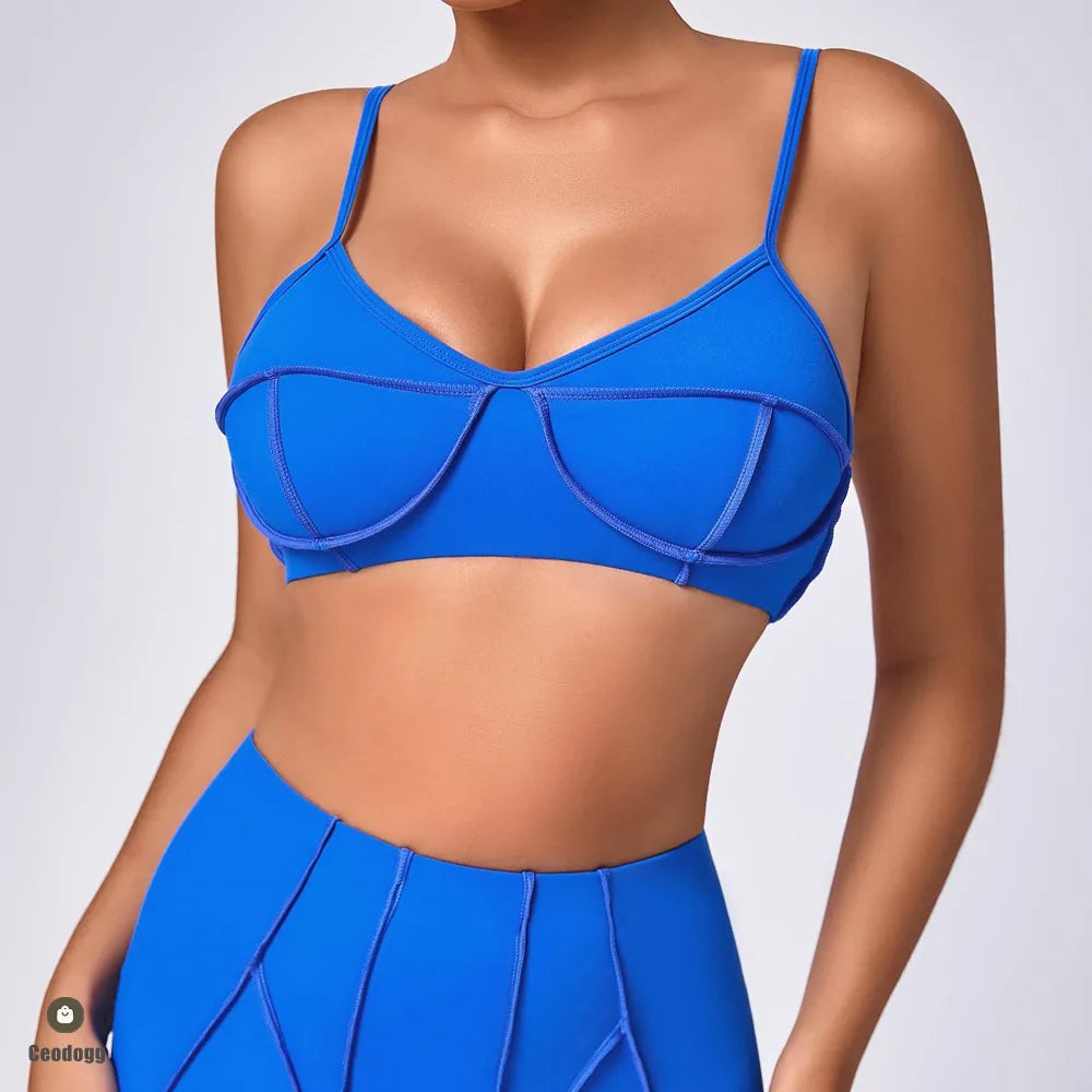 Solid Color Sports Bra + Workout Leggings 2-Piece Set