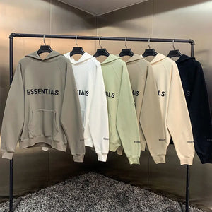 "ESSENTIALS" Men's Reflective Fleece Oversized Hip-Hop Pullover Hoodie Sweatshirt - jenell_harbin
