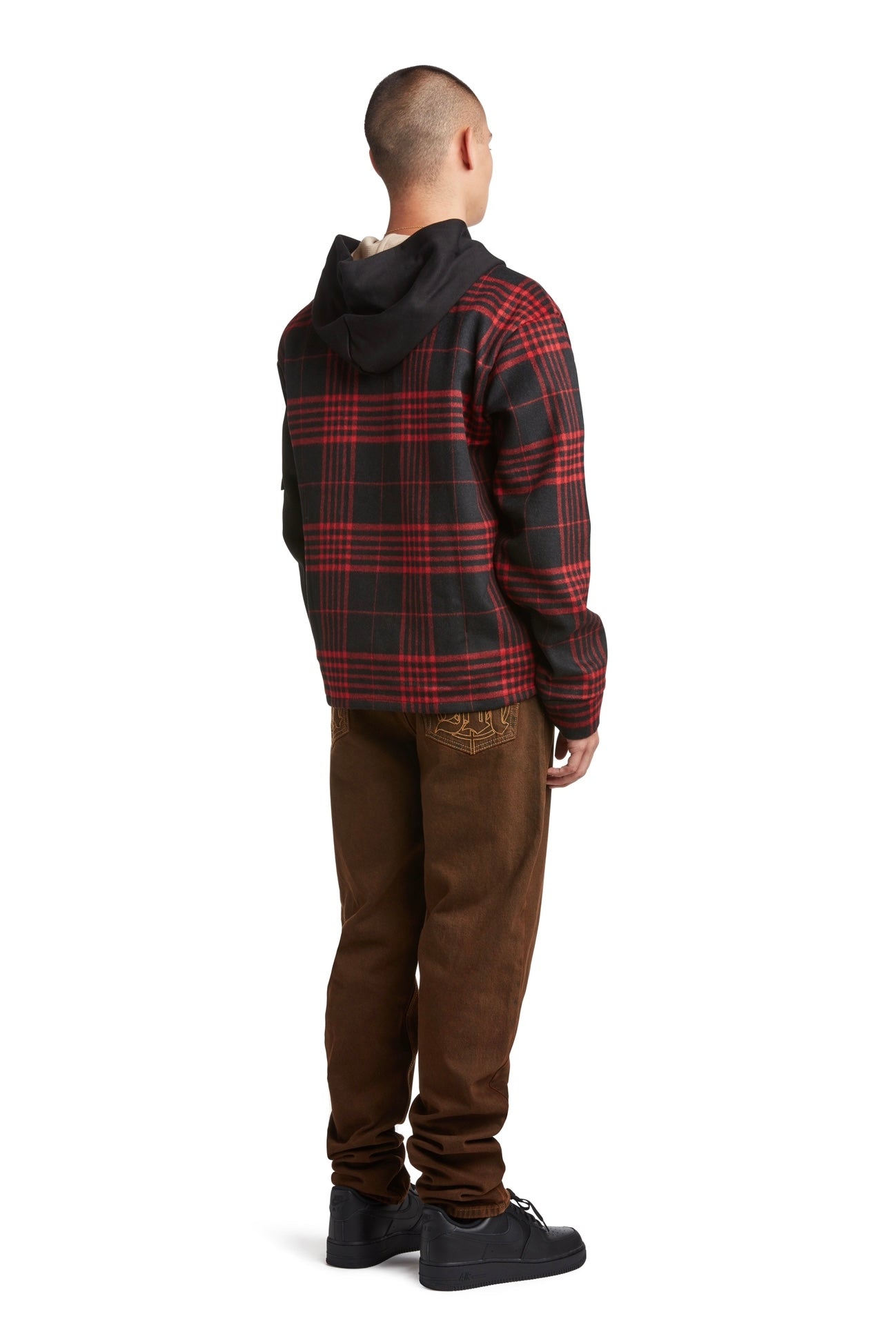 MENACE SPLIT WOOL PLAID FRENCH TERRY HOODIE