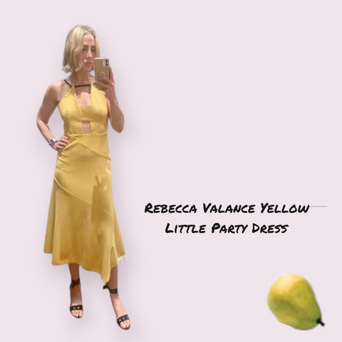 Rebecca Vallance Yellow black midi dress