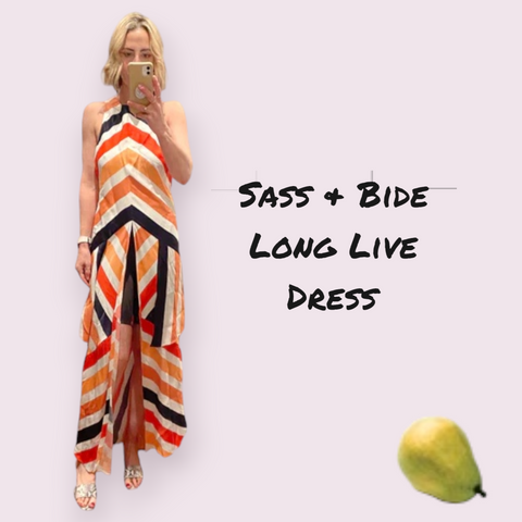 Sass & Bide Long live split maxi dress orange black stripe