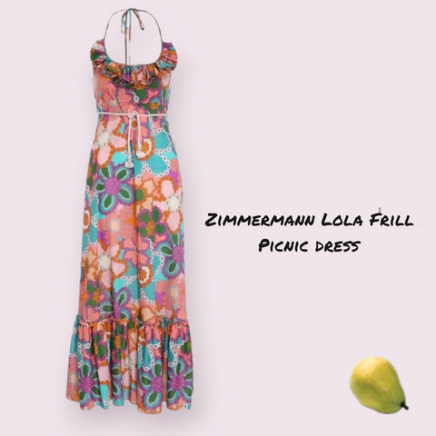 Zimmermann Lola Picnic Dress floral print halter neck frill belt
