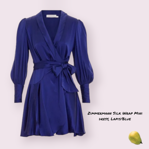 Zimmermann silk wrap mini dress lapis blue navy sueded silk dolman sleeve party
