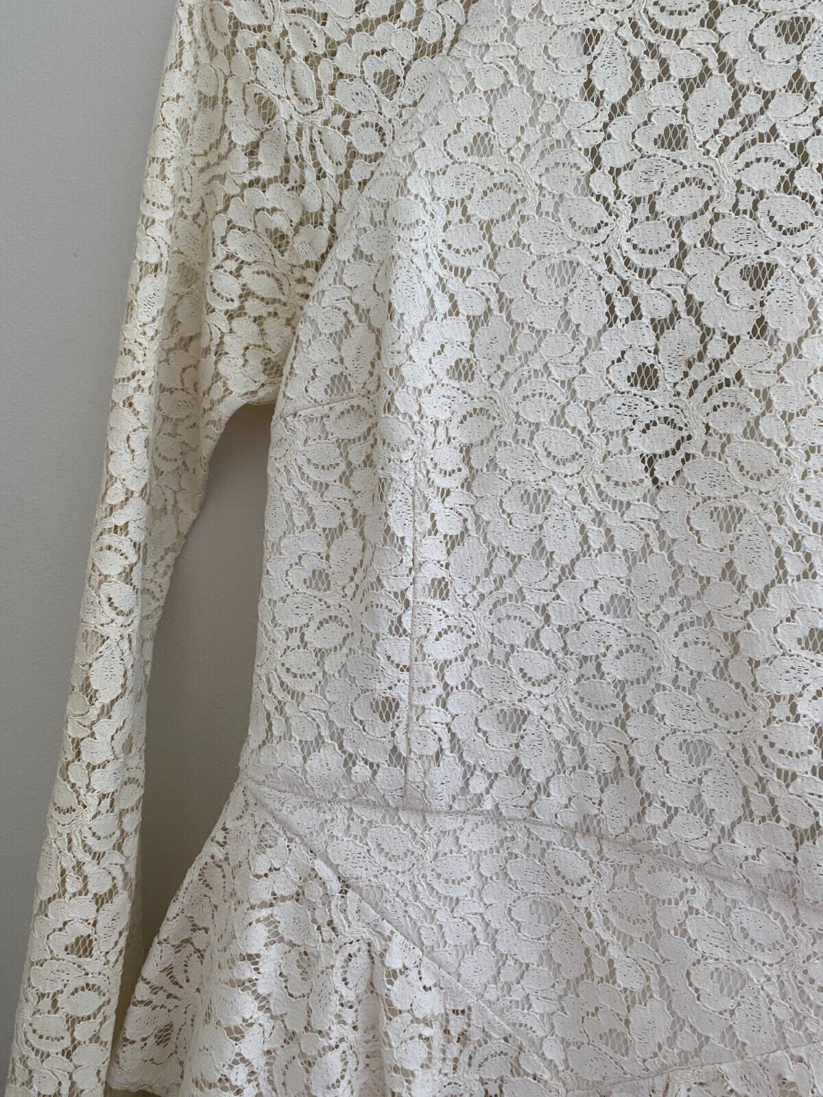 Rebecca Valance Sistine Frill Mini Dress White Lace Bridal