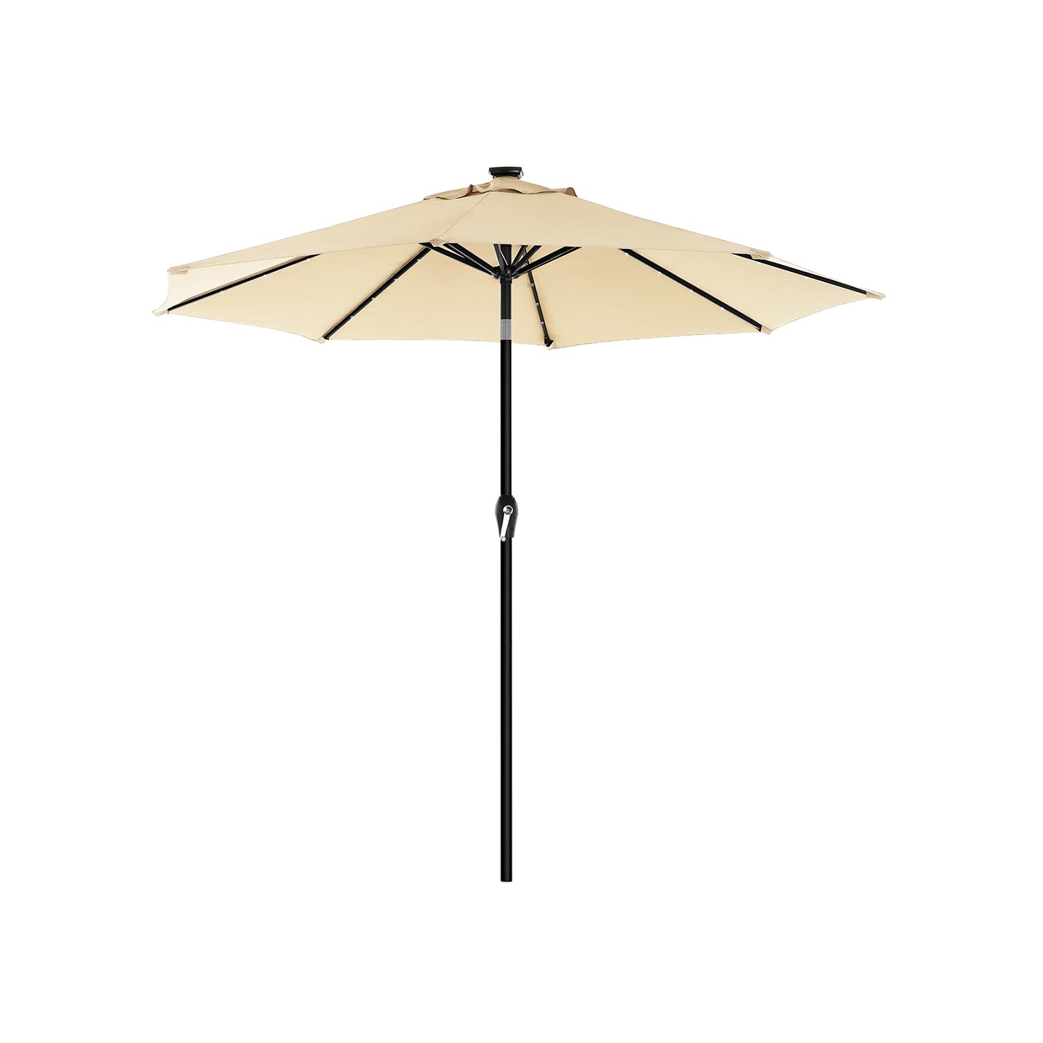 SONGMICS Beige Patio Parasol Sun Umbrella with Lights