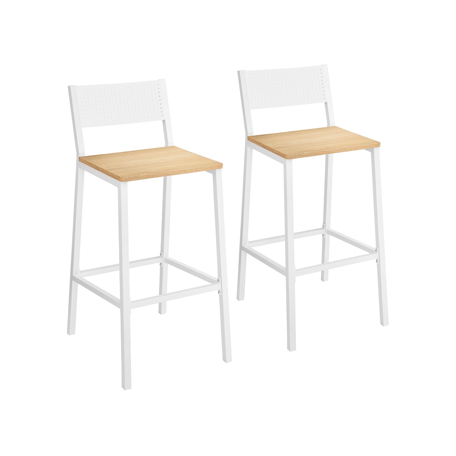 Industrie-Design Barhocker 2er Set, Beige + Weiß