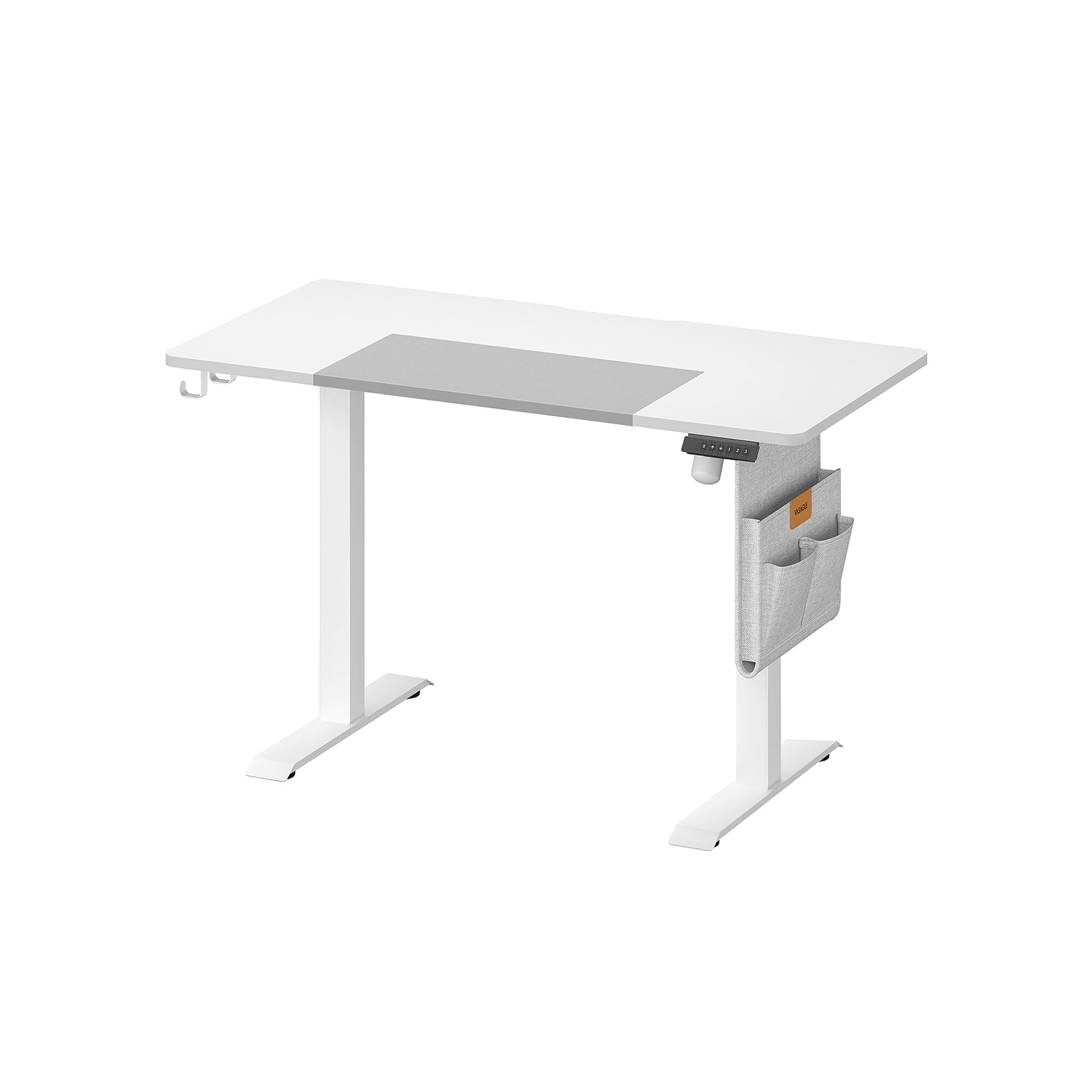 Höhenverstellbarer Schreibtisch elektrisch, Mattweiß + Taubengrau / 60 x 120 cm