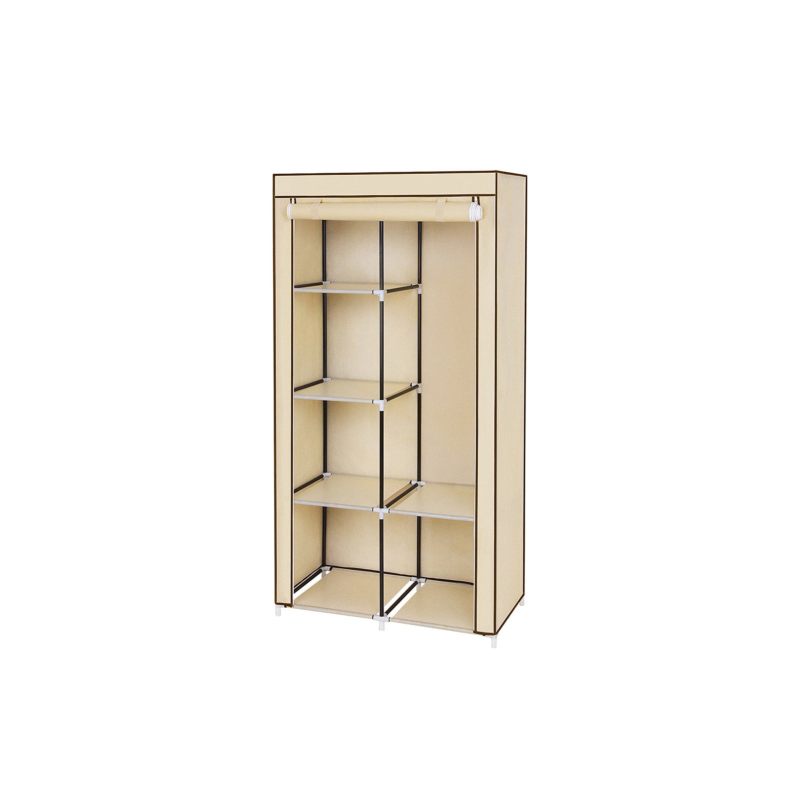 XL Kleiderschrank mit 2 Kleiderstangen, Beige