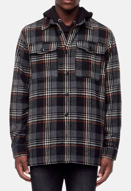 Let It Go Flannel Long Sleeve Shirt - Anthracite Hallo Plaid –