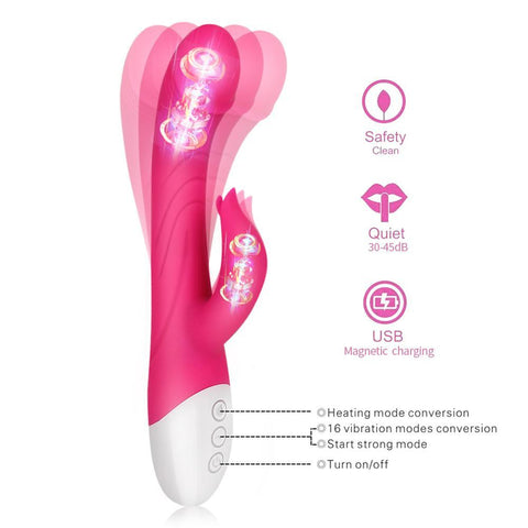 Heated Big Thrusting Sucking Rabbit Vibrator