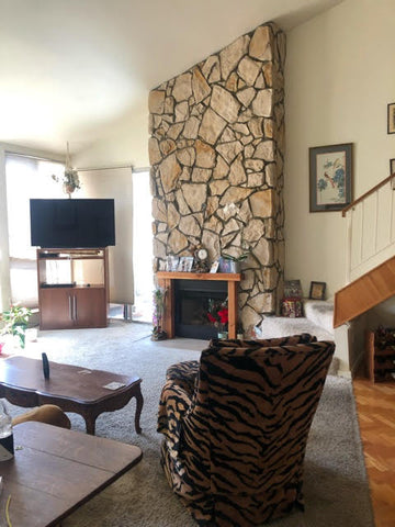 Stone and Rock Fireplace with dark mortar grout lines